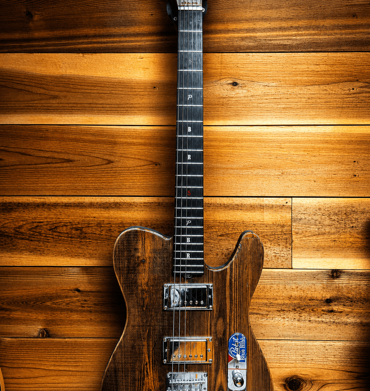 Custom wood guitar built by Strasdin Instruments